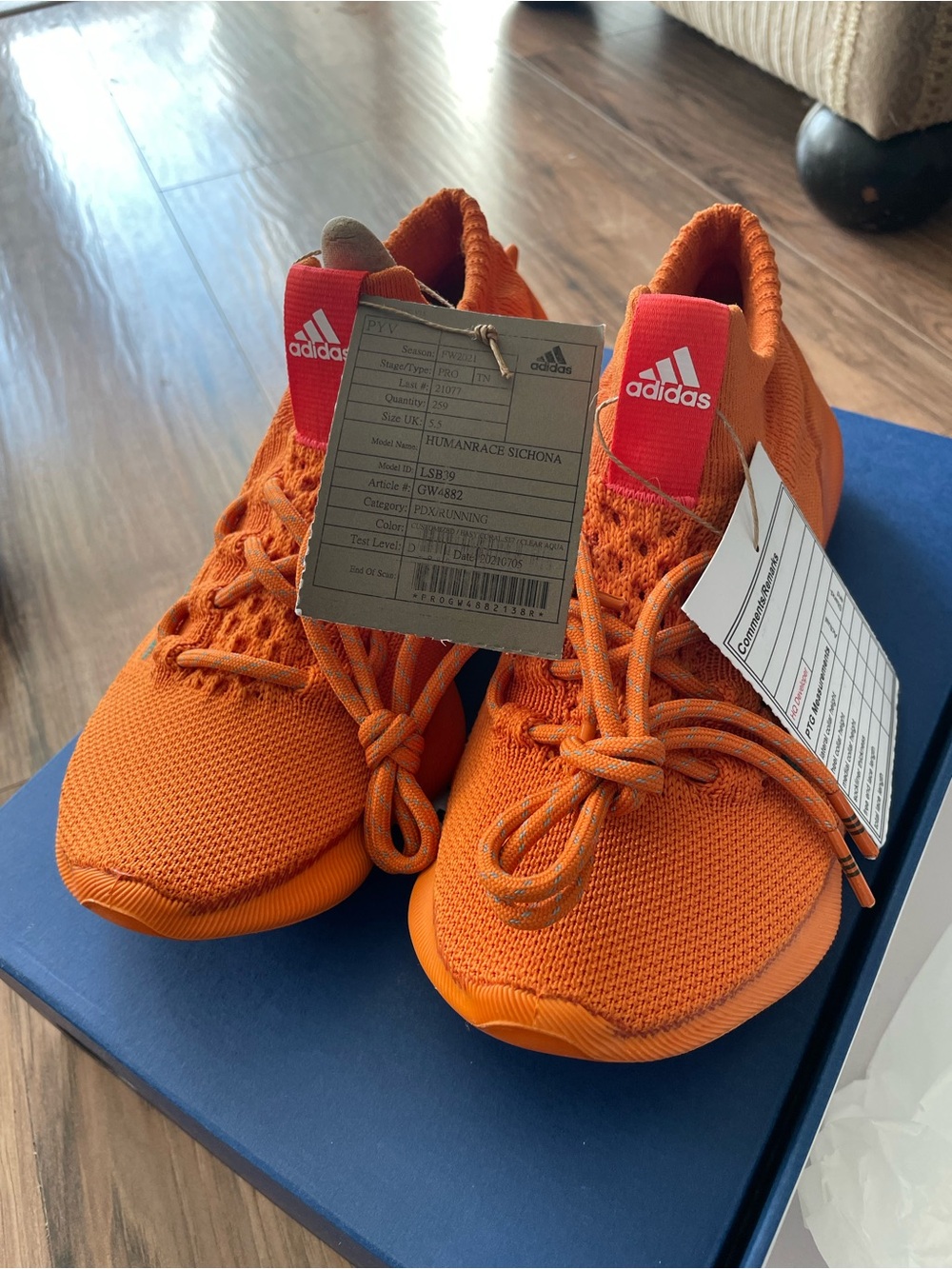 adidas x Humanrace Sichons Orange Lightweight Knit Lace-Up Sneakers (sample)